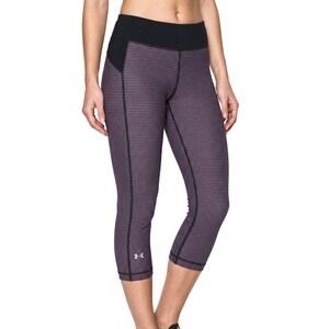 Under Armour Pants Womens Medium Purple Black‎ HeatGear Compression Capri Casual
